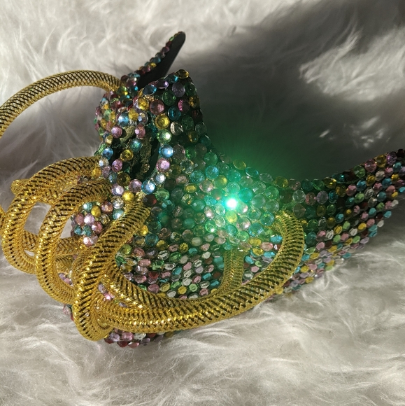 NEW Handmade Colorful Embellished Half Skull Mask - Picture 7 of 8